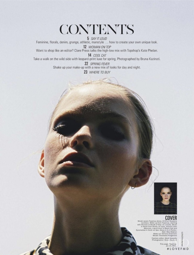 Anastasia Kolganova featured in Cool Cat, September 2013