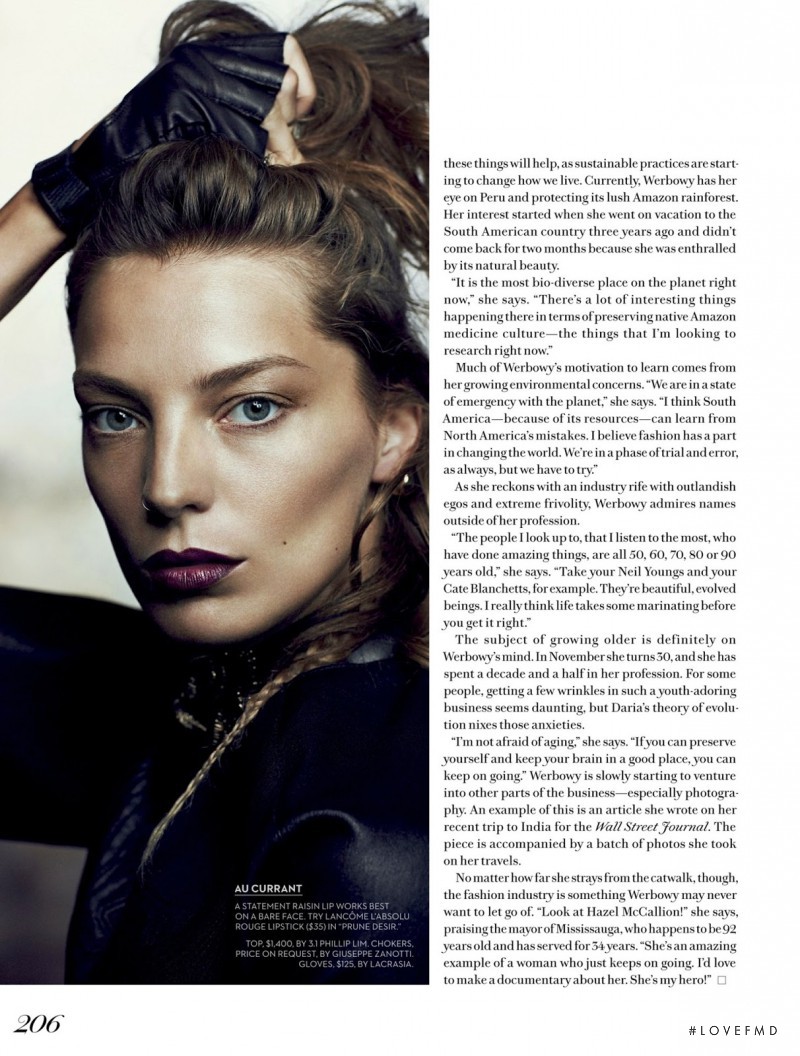 Daria Werbowy featured in Though Times Are Ahead, October 2013