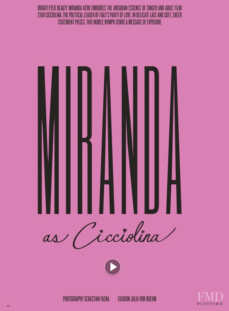 Miranda as Cicciolina, September 2013