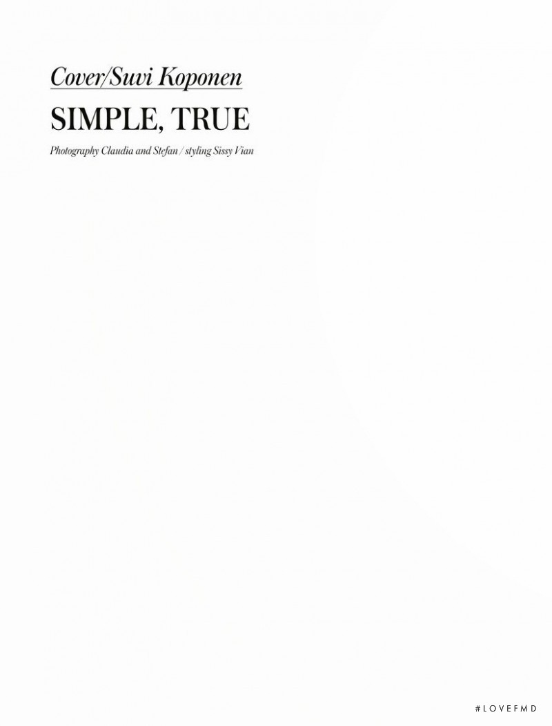 Suvi Koponen featured in Simple, True, October 2013