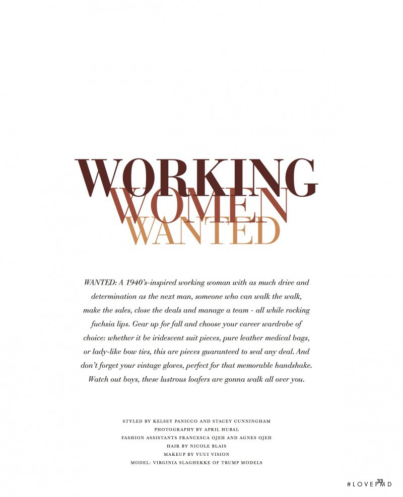 Working Women Wanted, September 2012