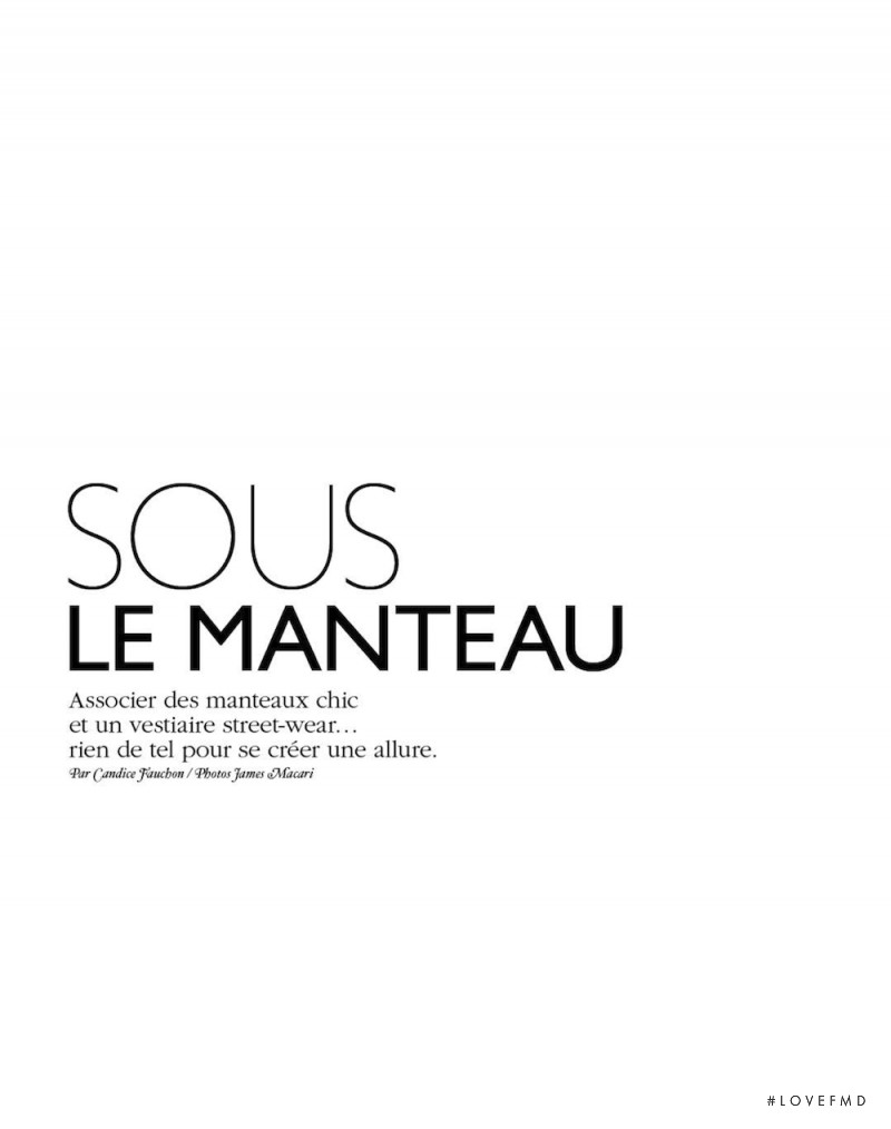 Sous Le Manteau, October 2013