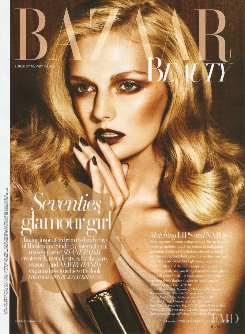 Lydia Hearst featured in Beauty Bazaar, December 2010