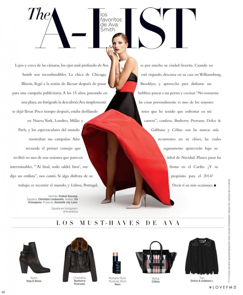 Ava Smith featured in The A-List, December 2013