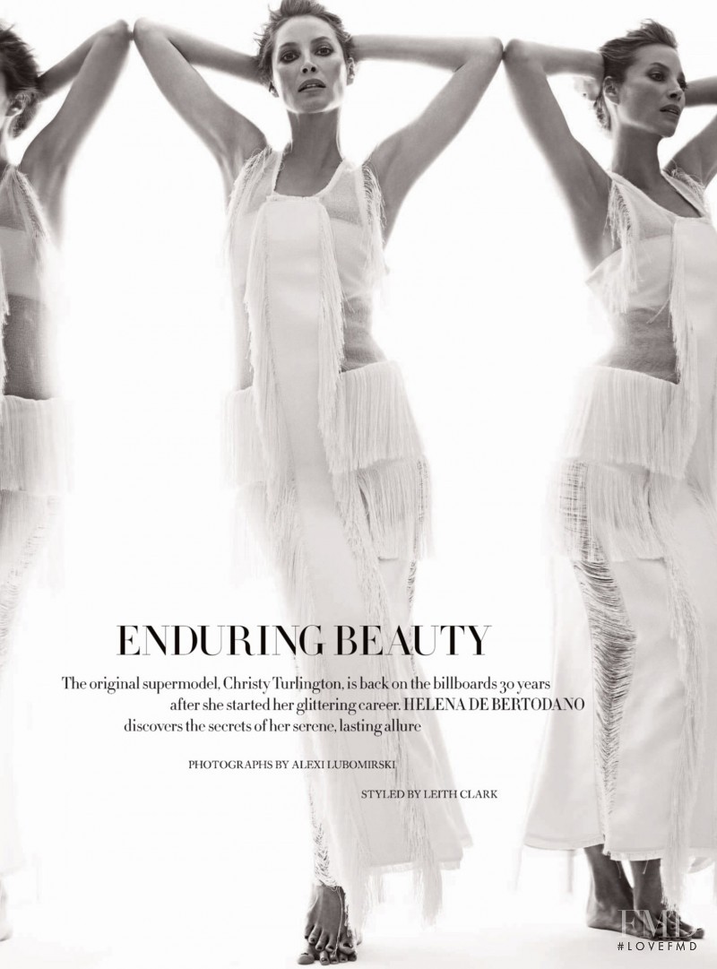 Christy Turlington featured in Enduring Beauty, January 2014