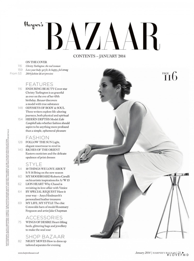 Christy Turlington featured in Enduring Beauty, January 2014