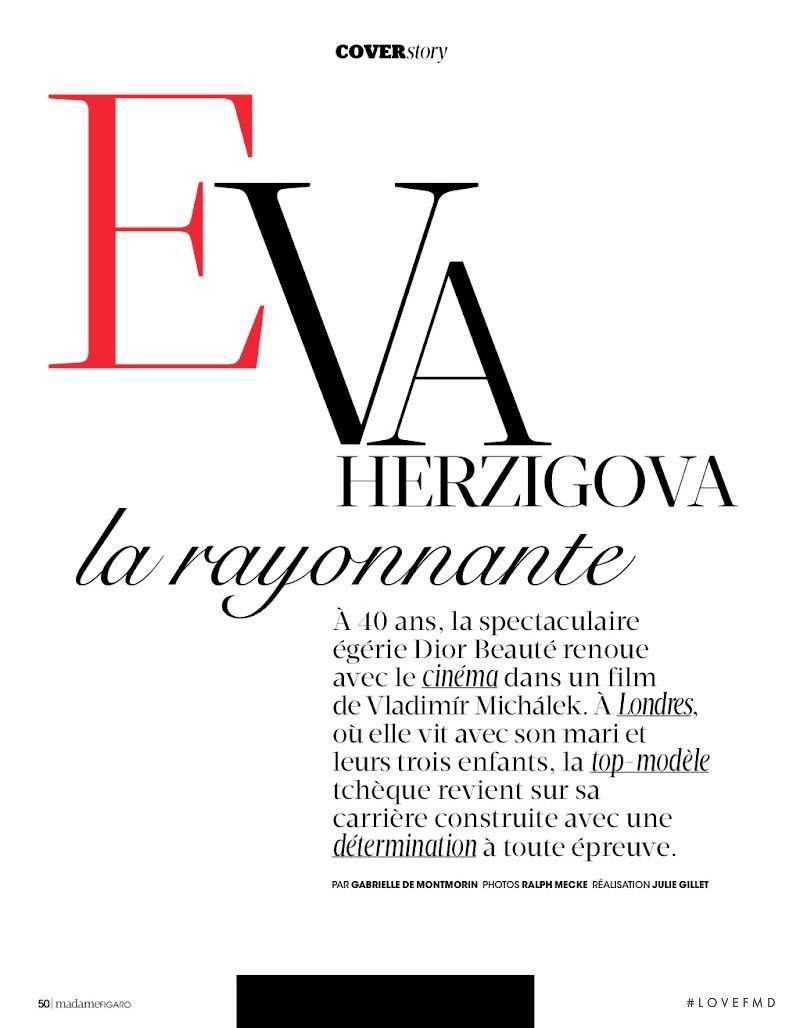 Eva Herzigova La Rayonnante, January 2014