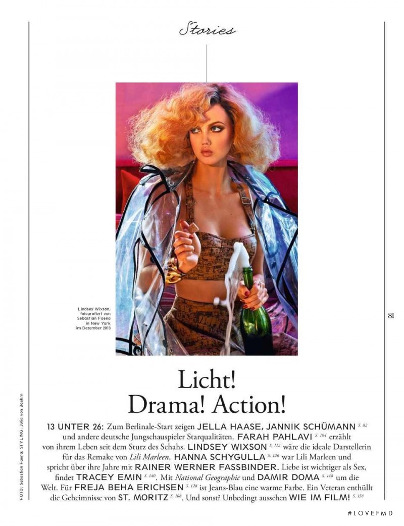 Lindsey Wixson featured in Licht! Drama! Action!, February 2014