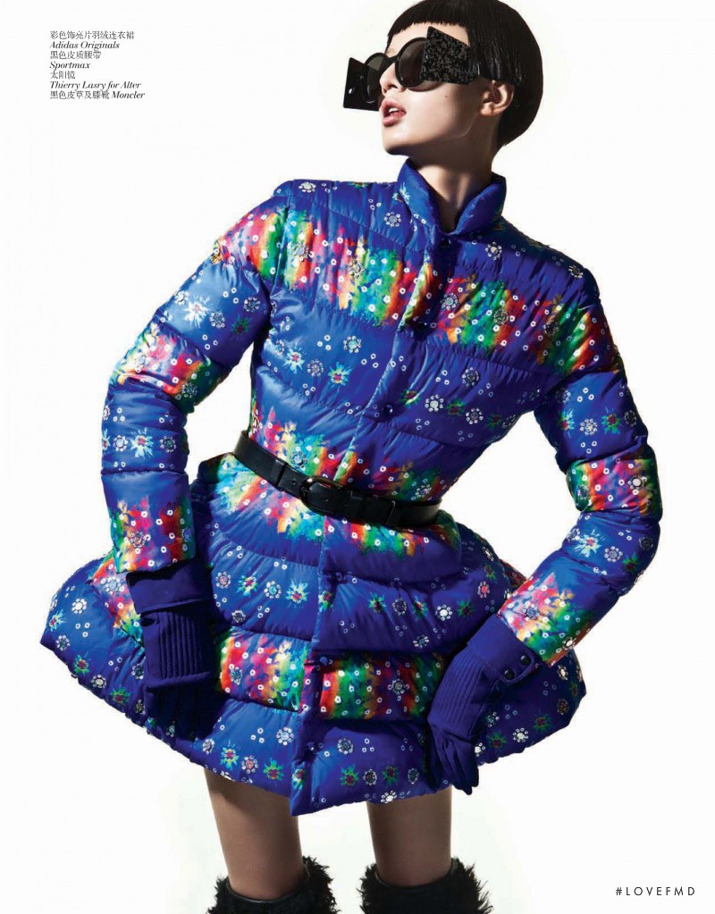 Wang Jing featured in Vogue Trend: The Puffer Jacket Goes Glam, October 2011