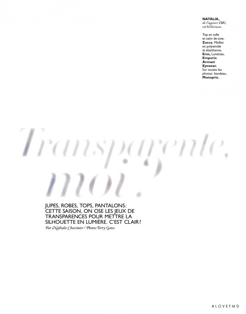 Transparente, Moi?, March 2014