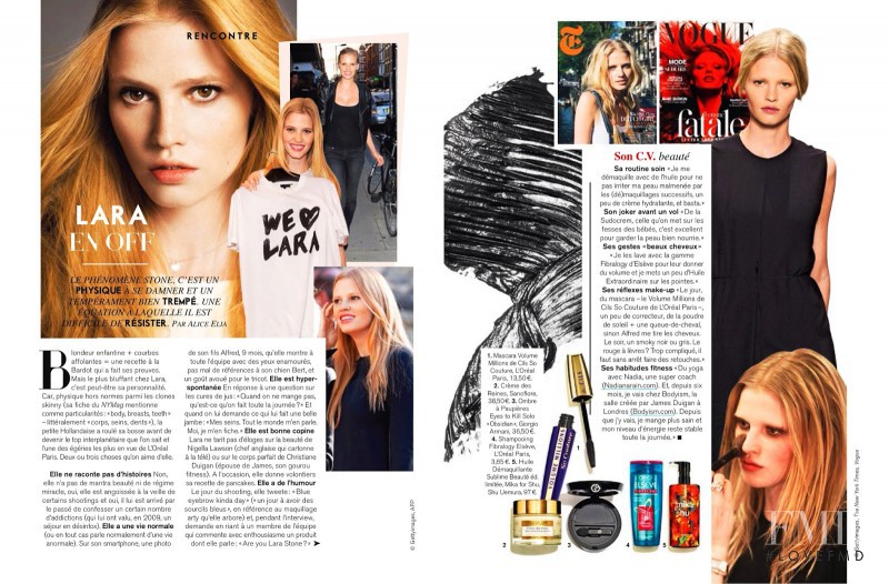 Lara Stone featured in Spécial Beauté, May 2014