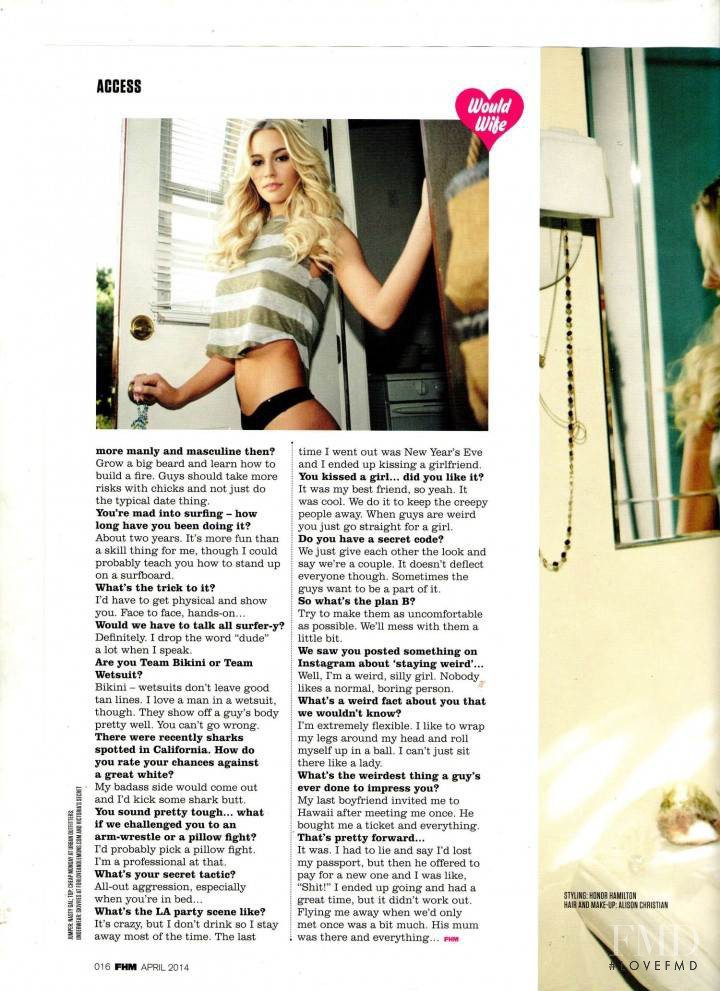 Bryana Holly featured in Access, April 2014