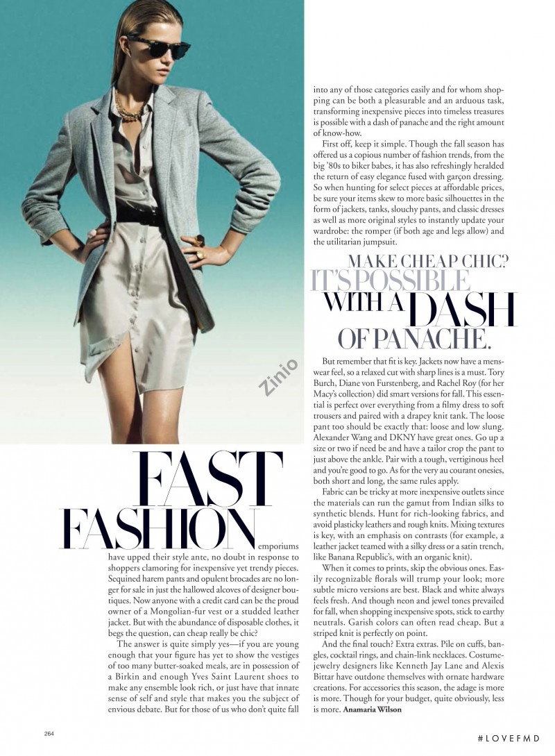 Kasia Struss featured in Cheap, Easy Pieces, October 2009