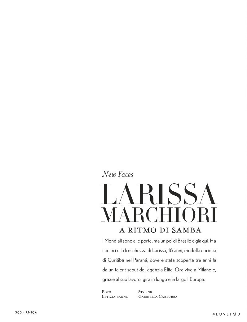 New Face Larissa Marchiori, March 2014