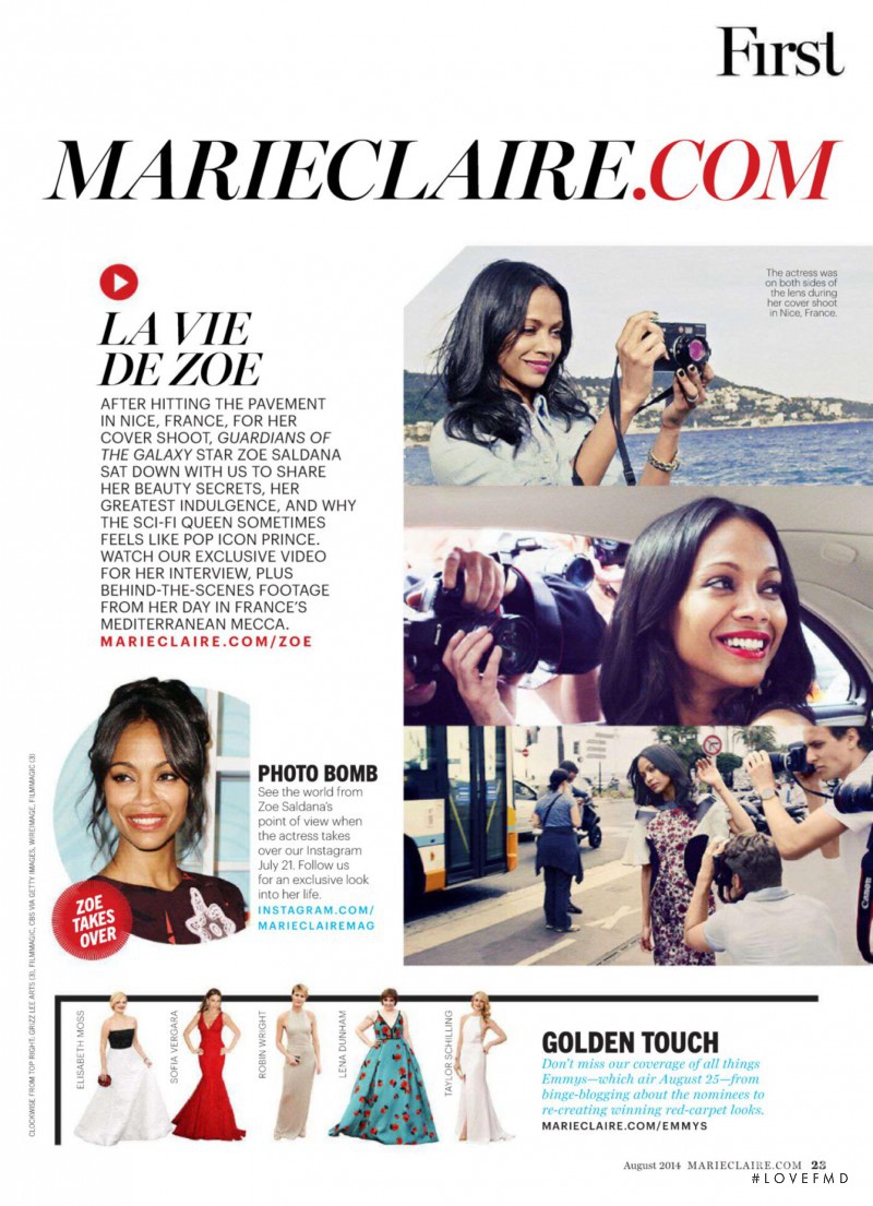 Zoe Saldana featured in All Eyes On, August 2014