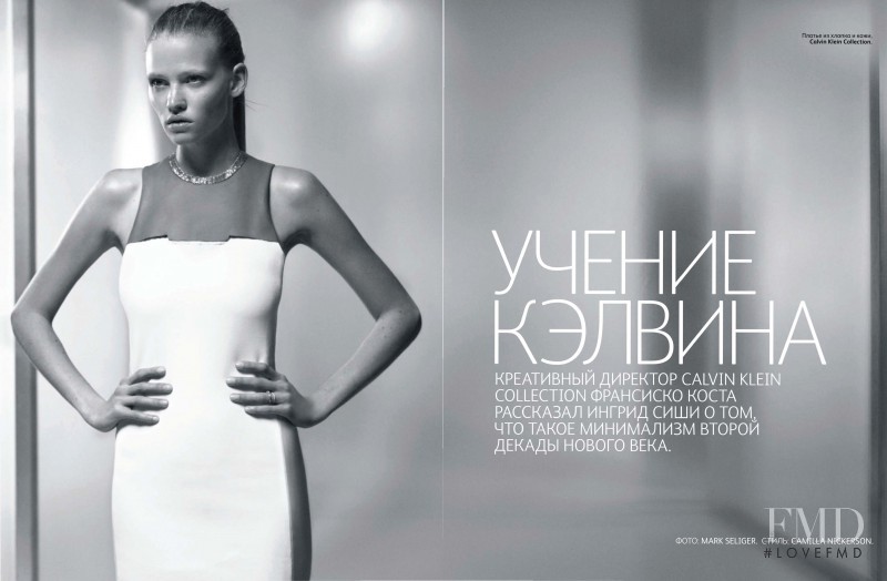 Lara Stone featured in Calvin Klein Collection, July 2011