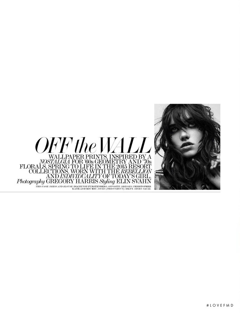 Grace Hartzel featured in Off The Wall, November 2014