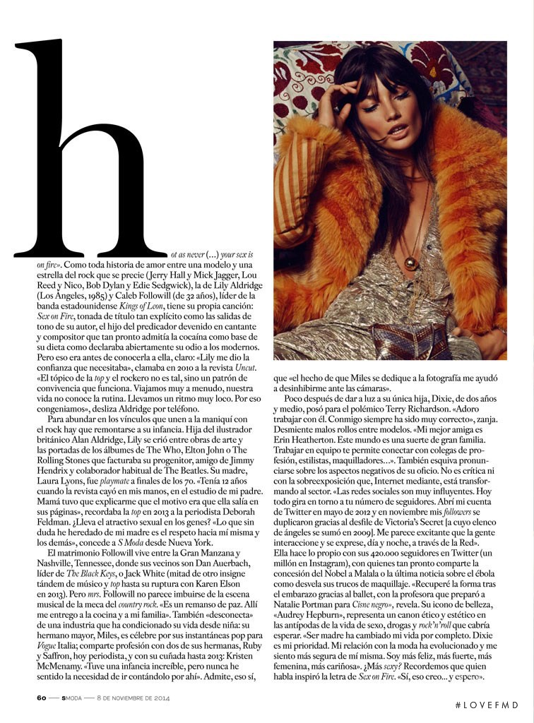 Lily Aldridge featured in Rock \'Affaire\', November 2014