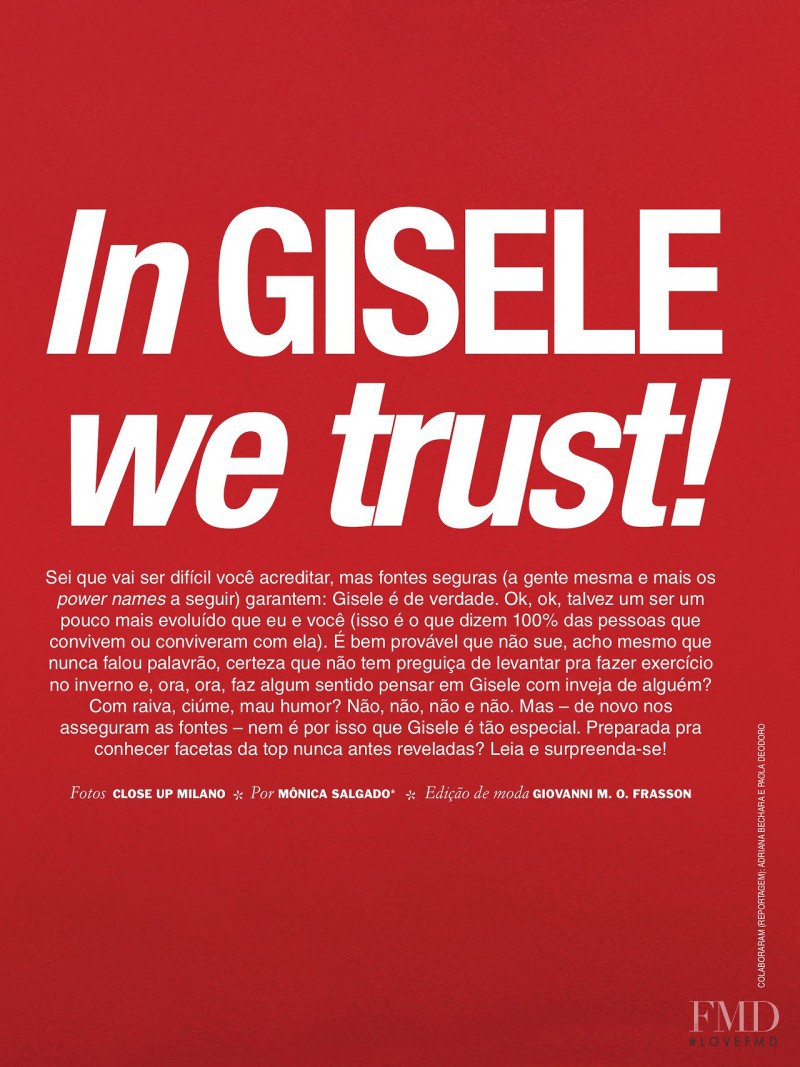 In GISELE we trust!, August 2014