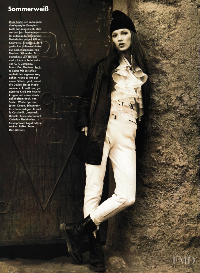 Kate Moss featured in Sommerweiss, June 1993