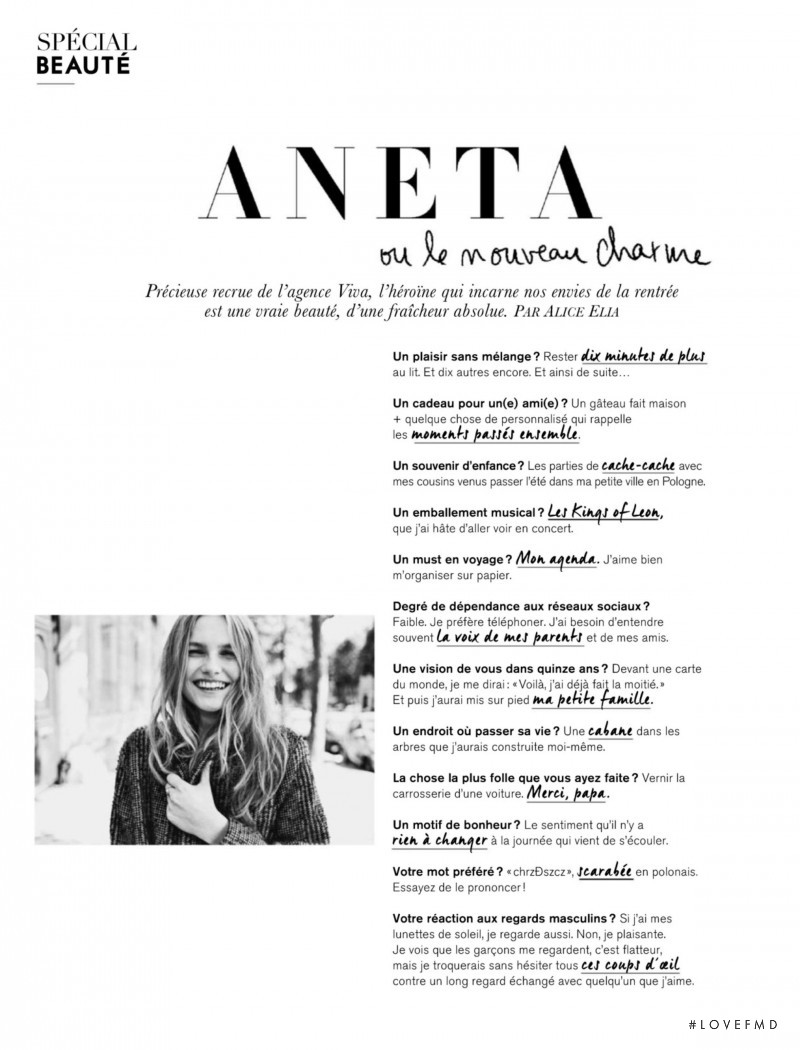 Aneta Pajak featured in Beaute, November 2014