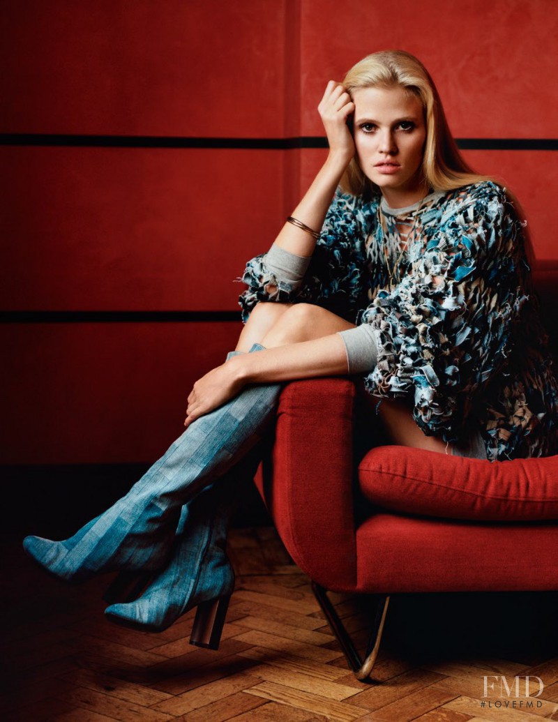 Lara Stone featured in True Blue, April 2015