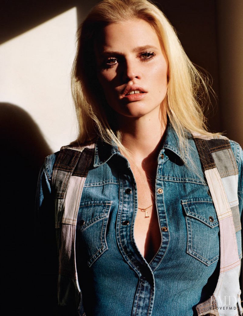 Lara Stone featured in True Blue, April 2015