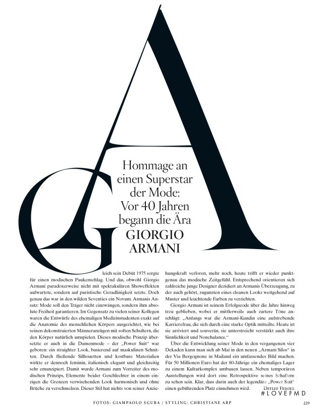 Hommage an einen Superstar: Giorgio Armani, April 2015