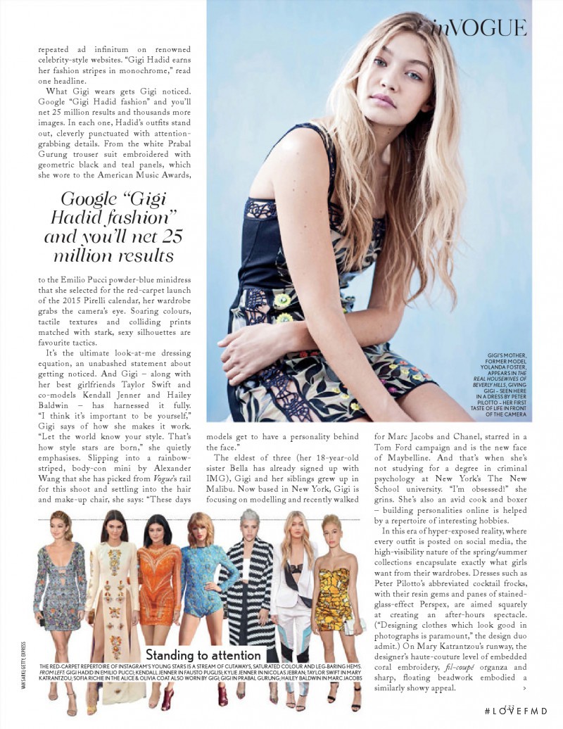Gigi Hadid featured in Who\'s That Girl?, May 2015