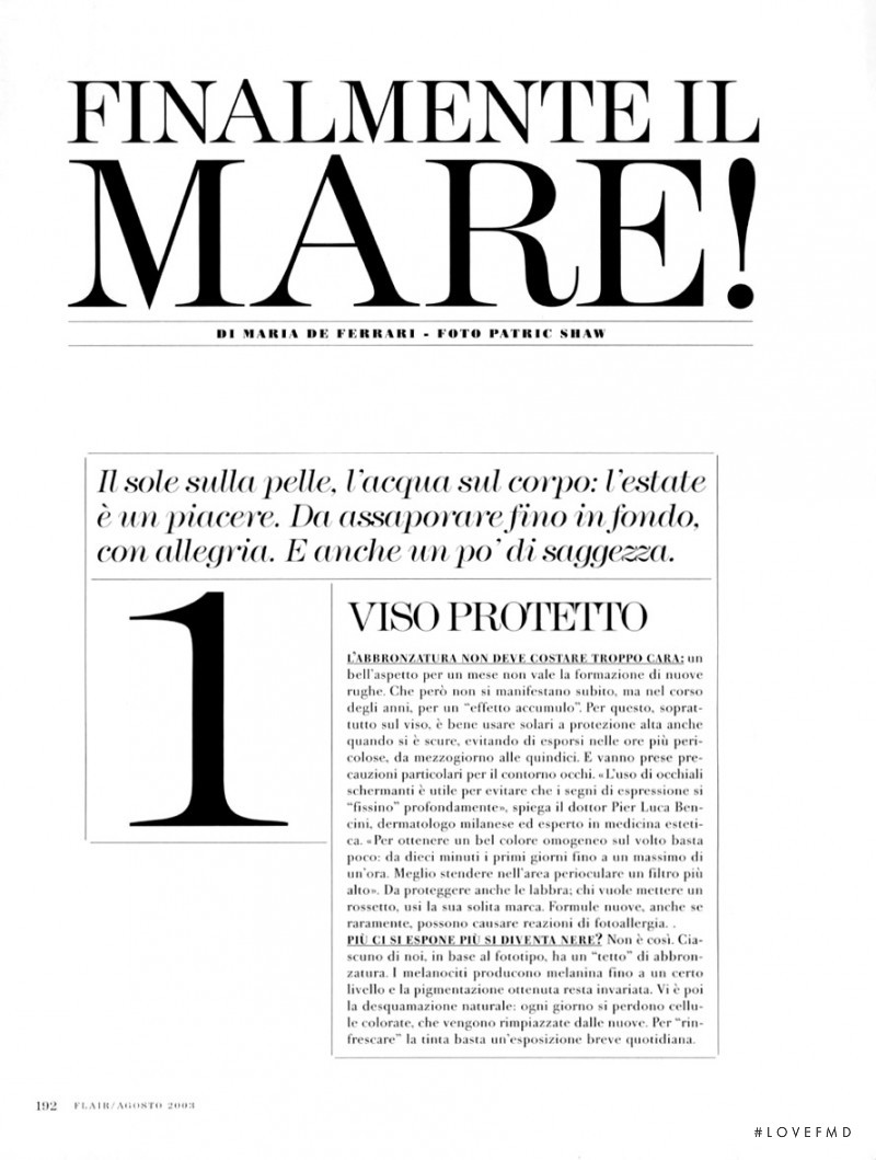 Finalmente Il Mare!, August 2003