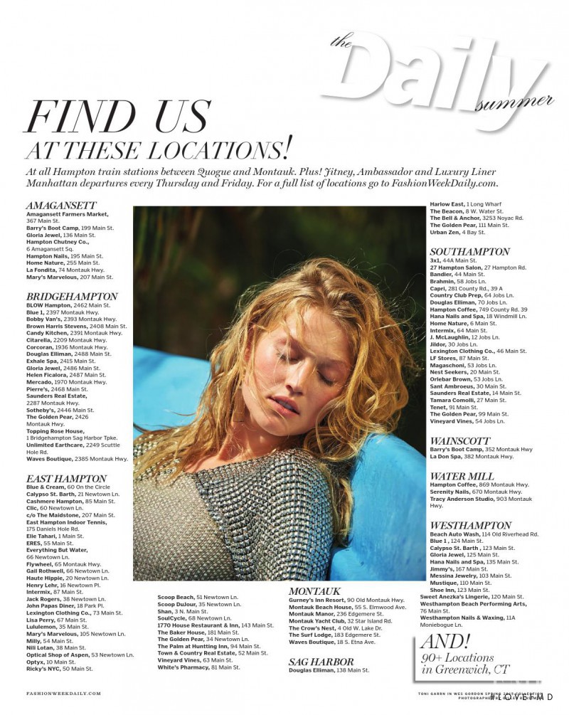 Toni Garrn featured in Swept Away, May 2015