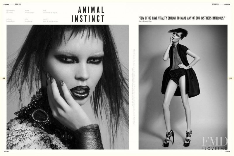 Gaby Ouellet featured in Animal Instinct, March 2014