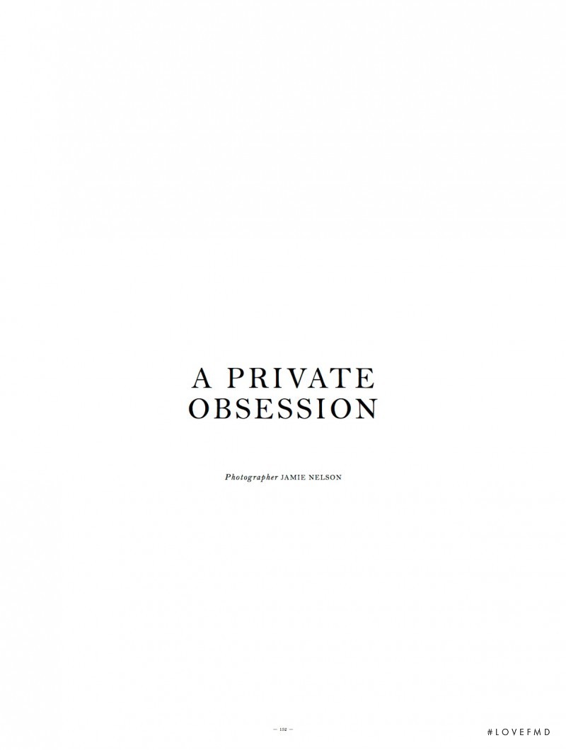 A Private Obsession, September 2015