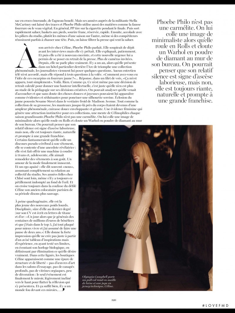 Olympia Campbell featured in Celine, October 2013
