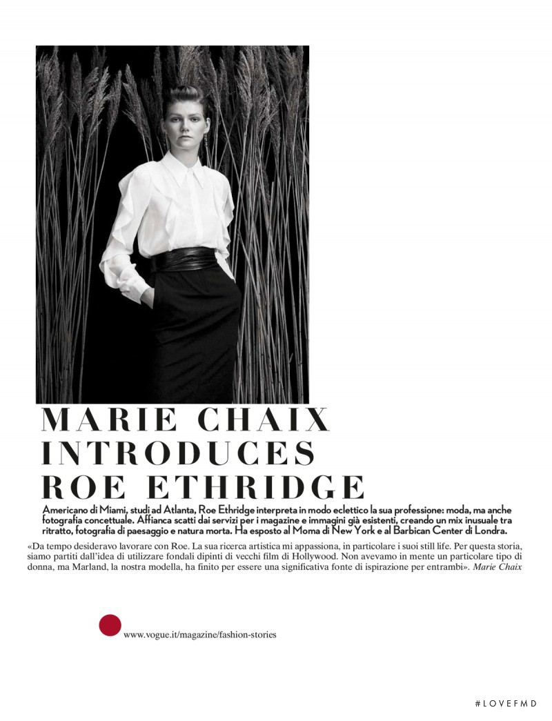 Marland Backus featured in Marie Chaix Introduces Roe Ethridge, August 2015