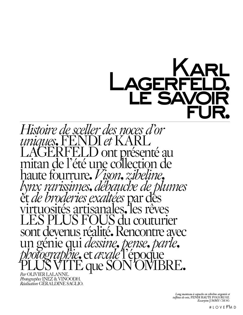 Karl Lagerfeld, Le Savoir Fur, September 2015