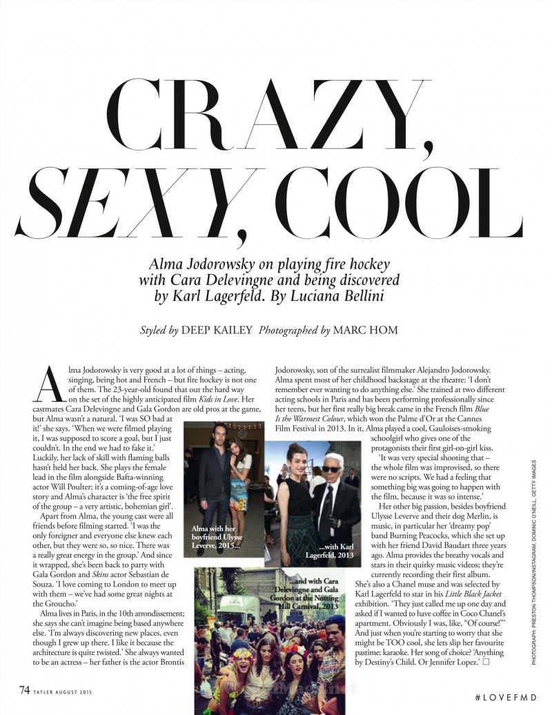 Alma Jodorowsky featured in Crazy, Sexy, Cool, August 2015