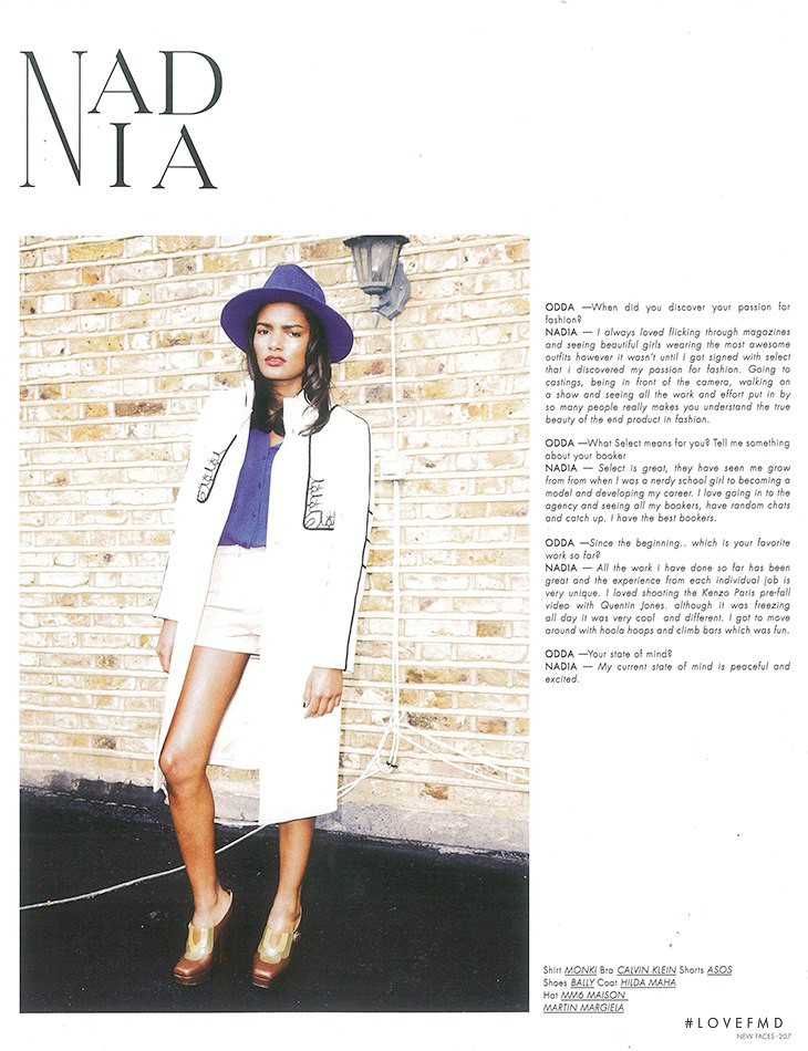 Nadia Araujo featured in New Faces, September 2013