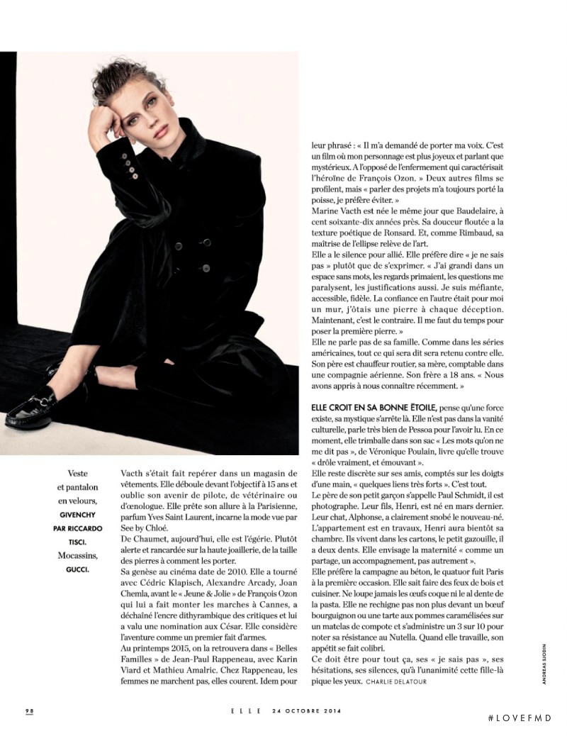 Marine Vacth featured in Nouvelle Vacth, October 2014