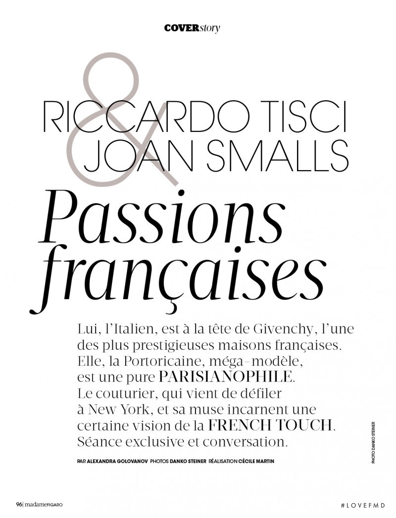 Joan Smalls and Riccardo Tisci Passions Francaises, September 2015