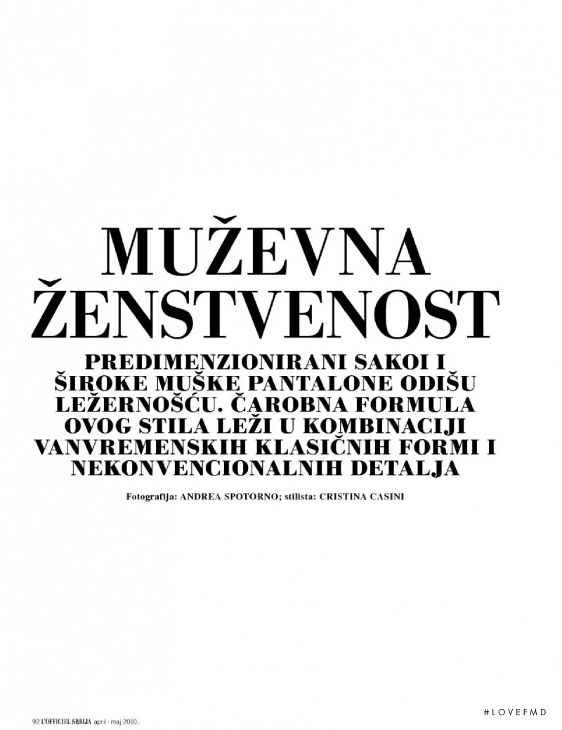 Muzevna Zenstvenost, April 2010