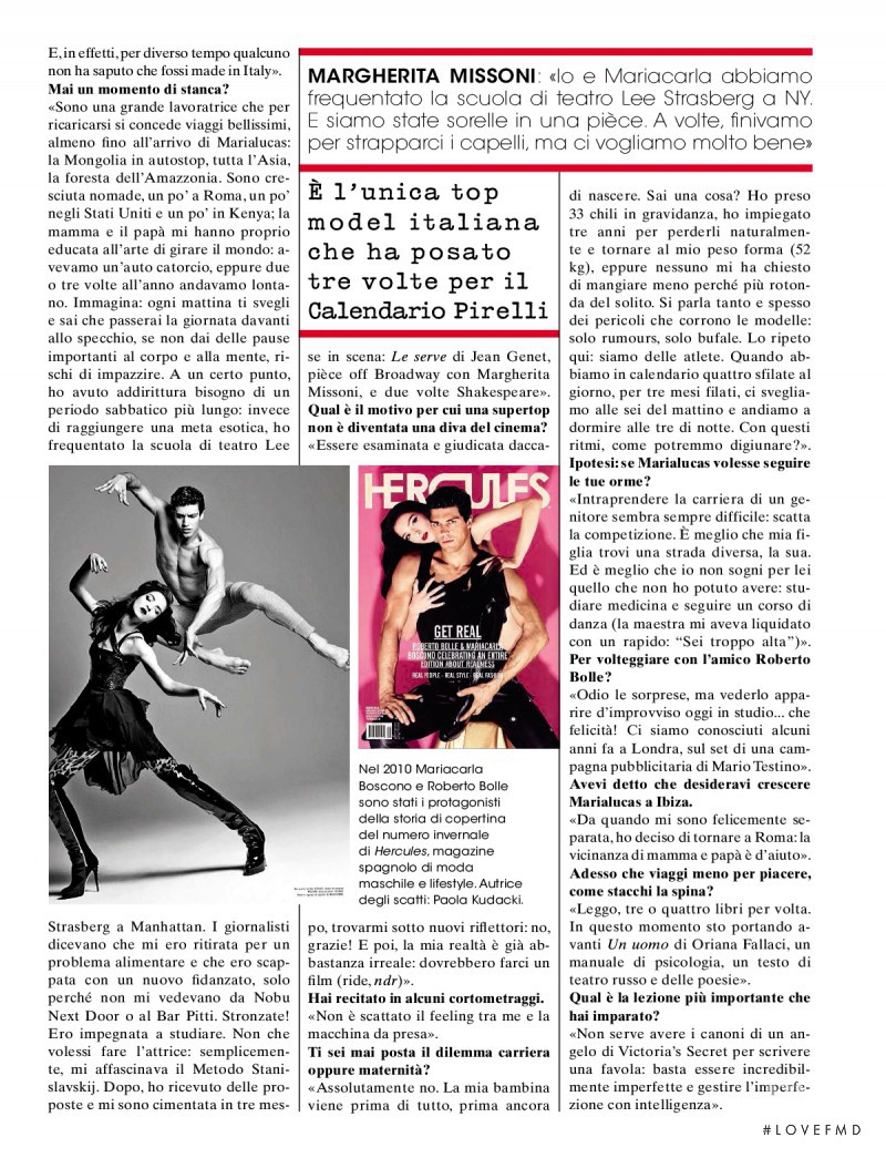 Mariacarla Boscono featured in Il Mistero Maria Carla, November 2015