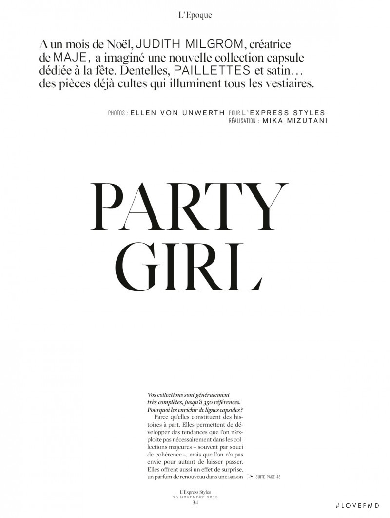 Madison Stubbington featured in Party Girl, November 2015