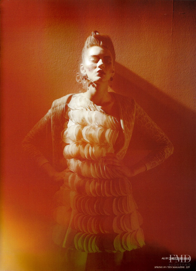 Anya Kazakova featured in Christopher Kane: dinosaurs and maribou trim, March 2009