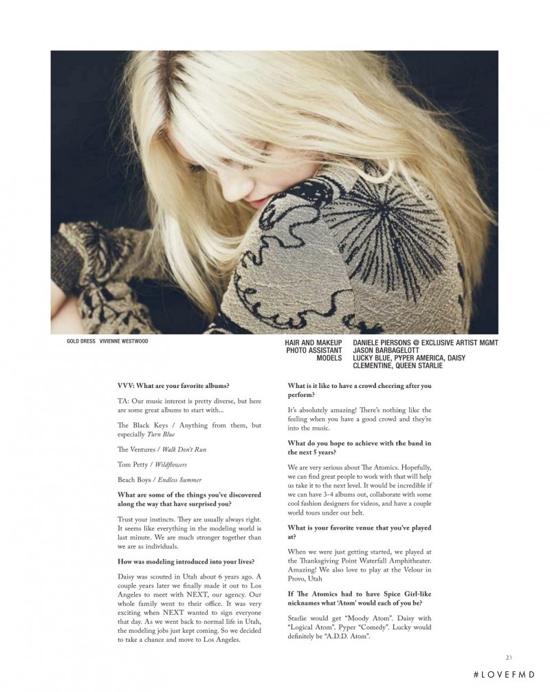 Pyper America Smith featured in The Atomics, September 2015