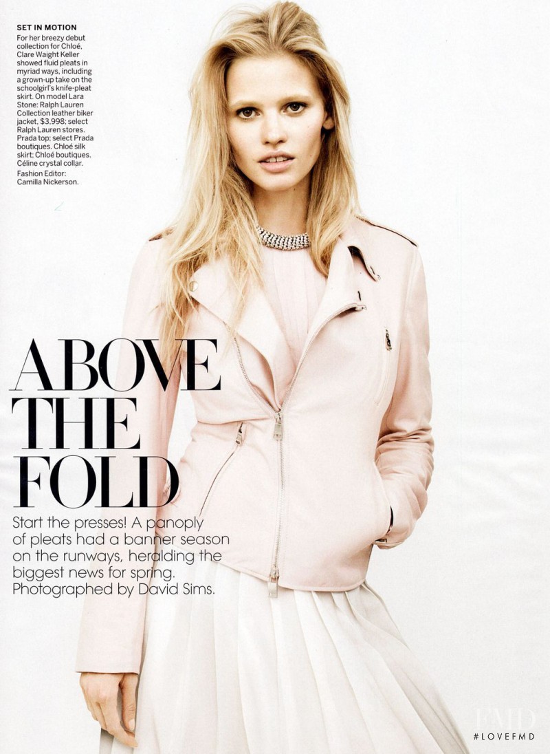 Lara Stone featured in Above The Fold, December 2011