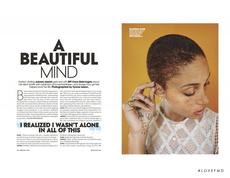 Adwoa Aboah featured in A Beautiful Mind, February 2016