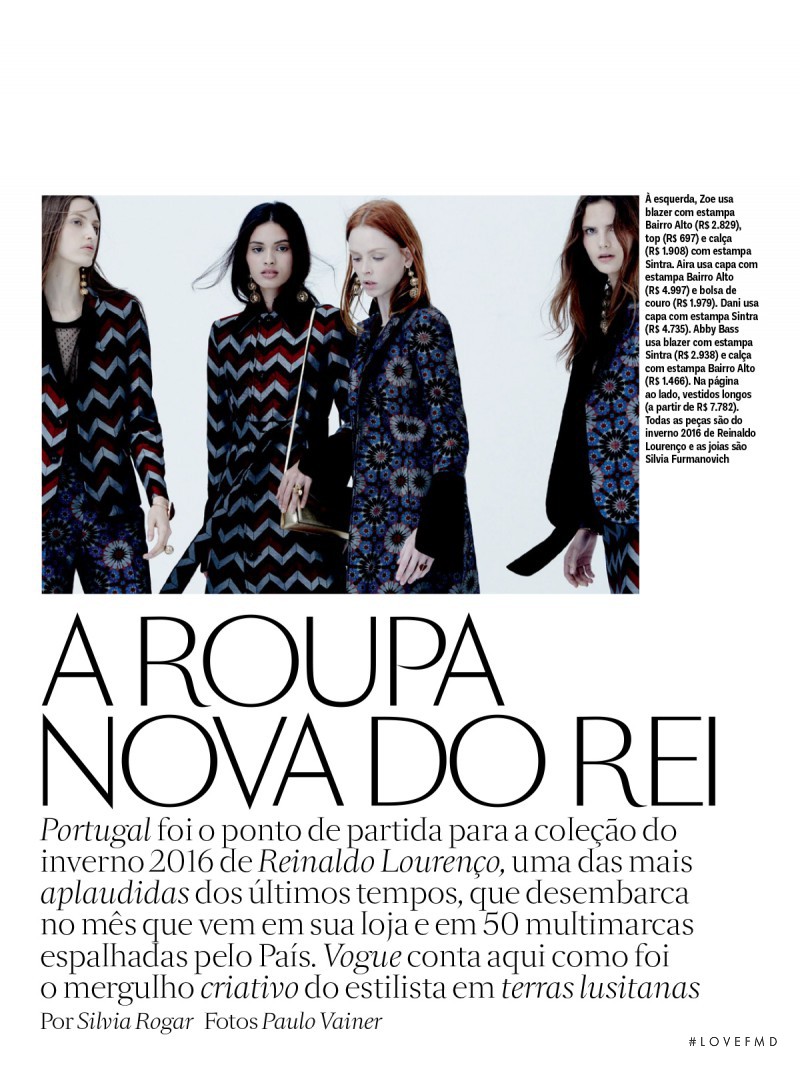 Daniela Witt featured in A Roupa Nova do Rei, January 2016