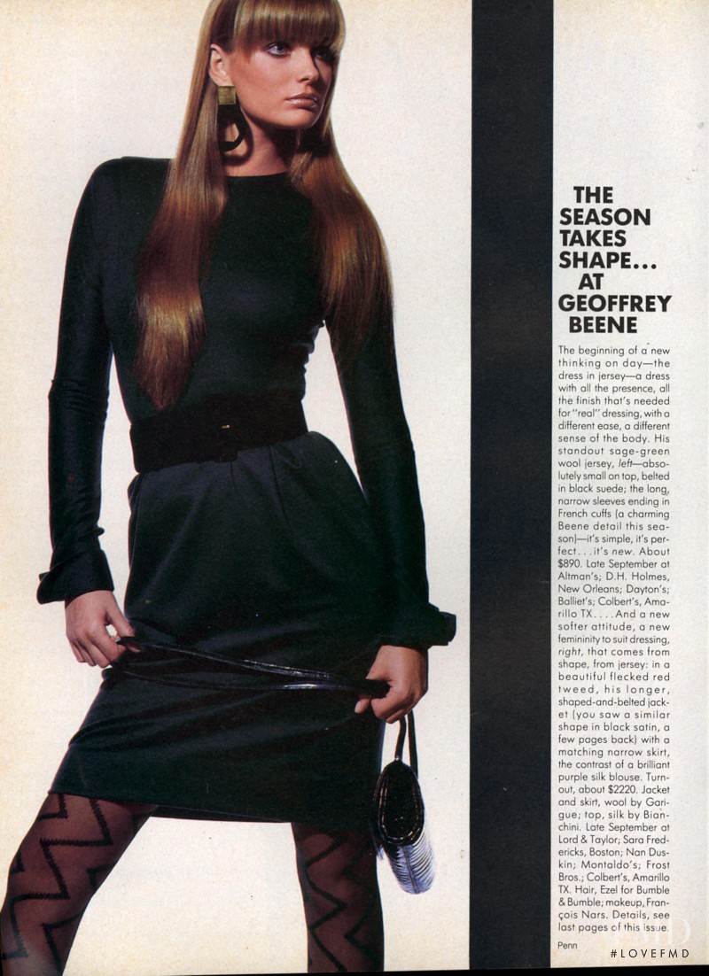 Paulina Porizkova featured in The Season Takes Shape at Geoffrey Beene, September 1985