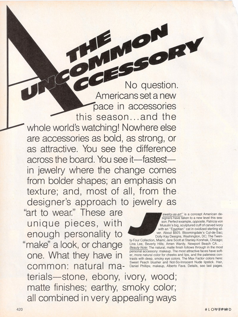 The Uncommon Accessory, March 1984
